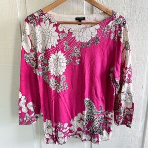 Talbots Fuscia Floral Paisley Long Sleeve Shirt